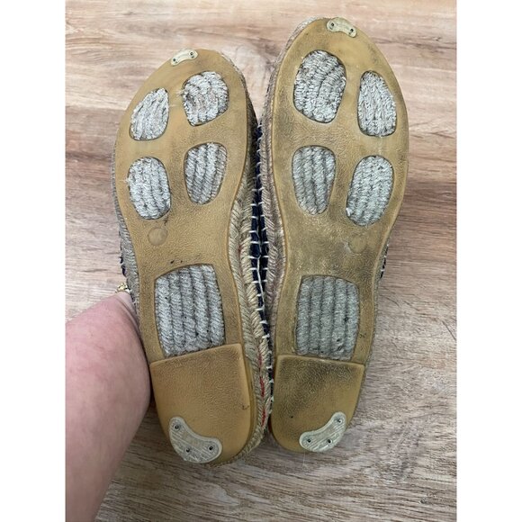 Carolina Herrera Women's Espadrilles Size 40 Canvas & Jute Navy Red - Picture 5 of 7